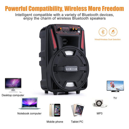 1000W Portable Bluetooth Speaker 8" Subwoofer Heavy Bass Sound System Party With Remote and Mic Led Light DJ karaoke Speaker Techelectronicx