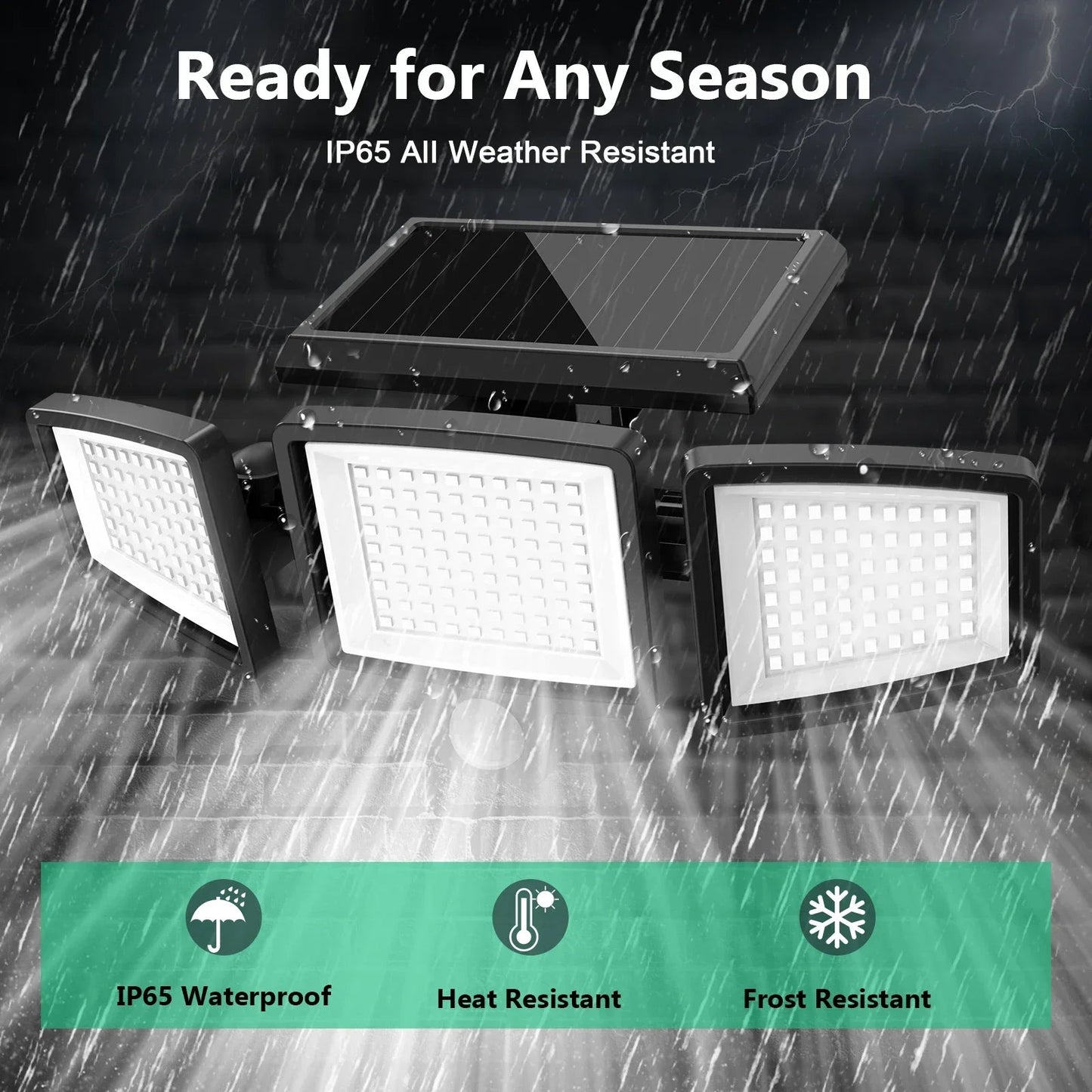 (5/4/3/2/1PCS)IP65Waterproof 3Heads Solar Outdoor Light, 210LED 2500LM Motion Sensor Security Light with Wireless Remote Control Techelectronicx