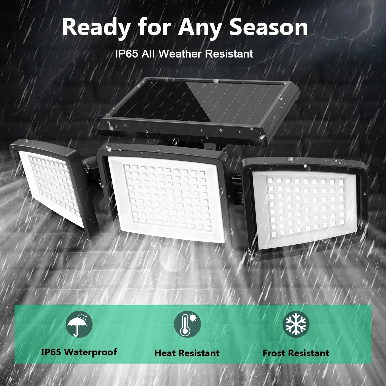 (5/4/3/2/1PCS)IP65Waterproof 3Heads Solar Outdoor Light, 210LED 2500LM Motion Sensor Security Light with Wireless Remote Control Techelectronicx