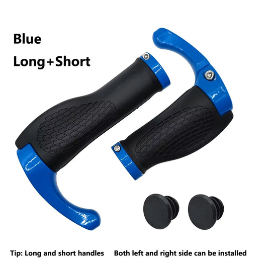 1 Pair Bicycle Handlebar Grip Long and Short Ergonomic Anti Skid Lock on Handle Cover with Bar Ends Grips MTB Bike Accessories TechElect