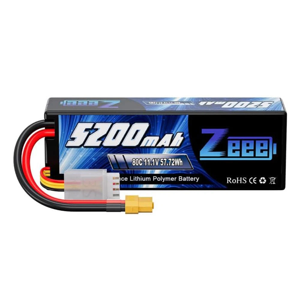 1/2pcs Zeee 3S 5200mAh Lipo Battery 11.1V 80C with T/XT60/EC3/5 Plug Hardcase for RC Car Buggy Truck FPV Drone RC Model Parts Techelectronicx