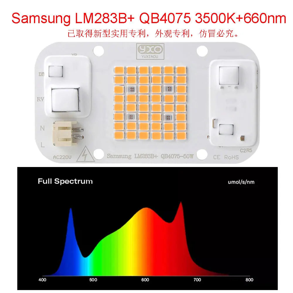 YXO Driverless Sam-ng lm283b Full Spectrum Led Grow Light Chip DOB AC COB Module 50W Lamp Beads No Need Driver For Indoor Plant Techelectronicx