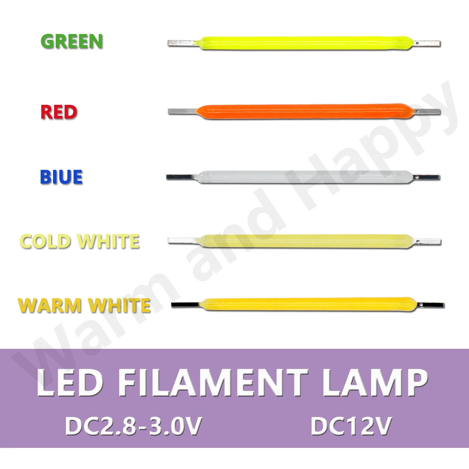 10pcs Edison Bulb LED Filament Lamp Parts 38mm DC3V DC12V LED Bead Incandescent Light Accessories Diode for holiday lighting DIY Techelectronicx