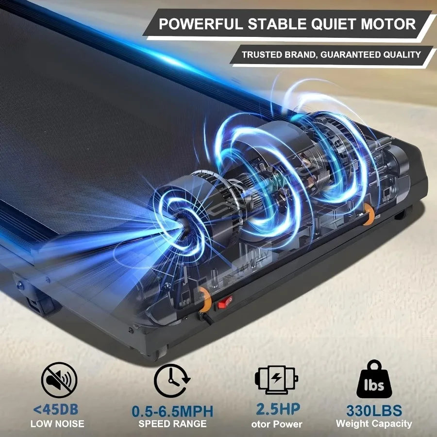 6.5MPH Walking Pad Treadmill Under Desk Walking Pad with Incline 330 lbs Mini Portable Walking Treadmill for Home Small Office TechElect