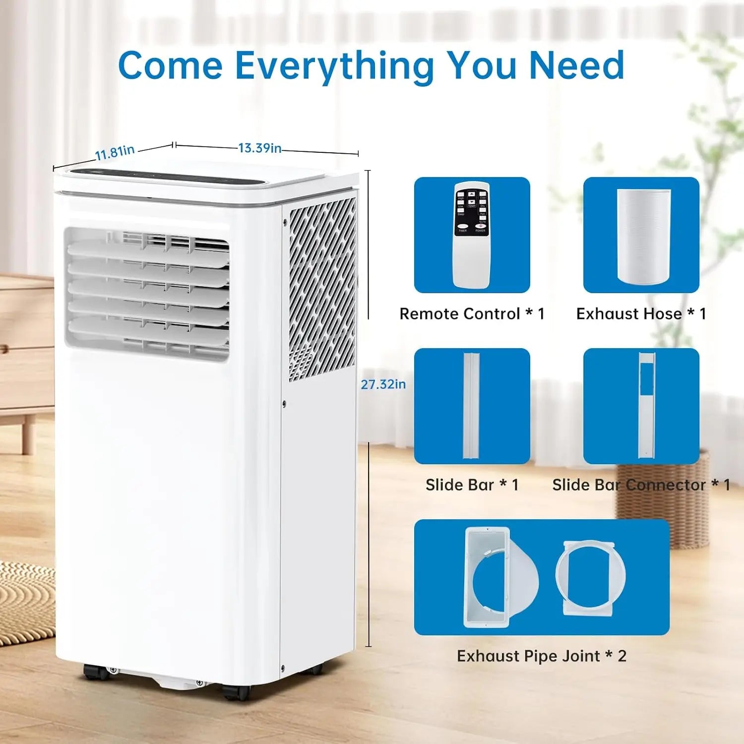 10000 BTU Portable Air Conditioners 3 in 1 Portable AC Unit with Fan & Dehumidifier Remote Control LCD Display, 24H Timer Techelectronicx