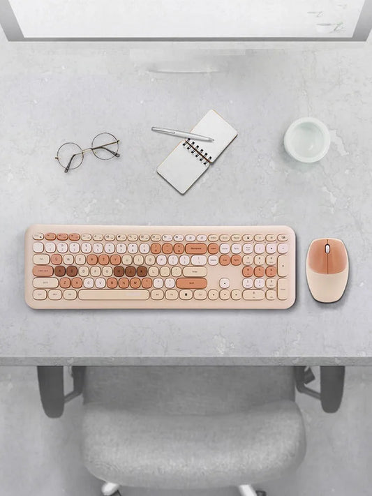 110-key color wireless keyboard and mouse set, with noise-reducing silent keys, suitable for laptops and desktop computers Techelectronicx