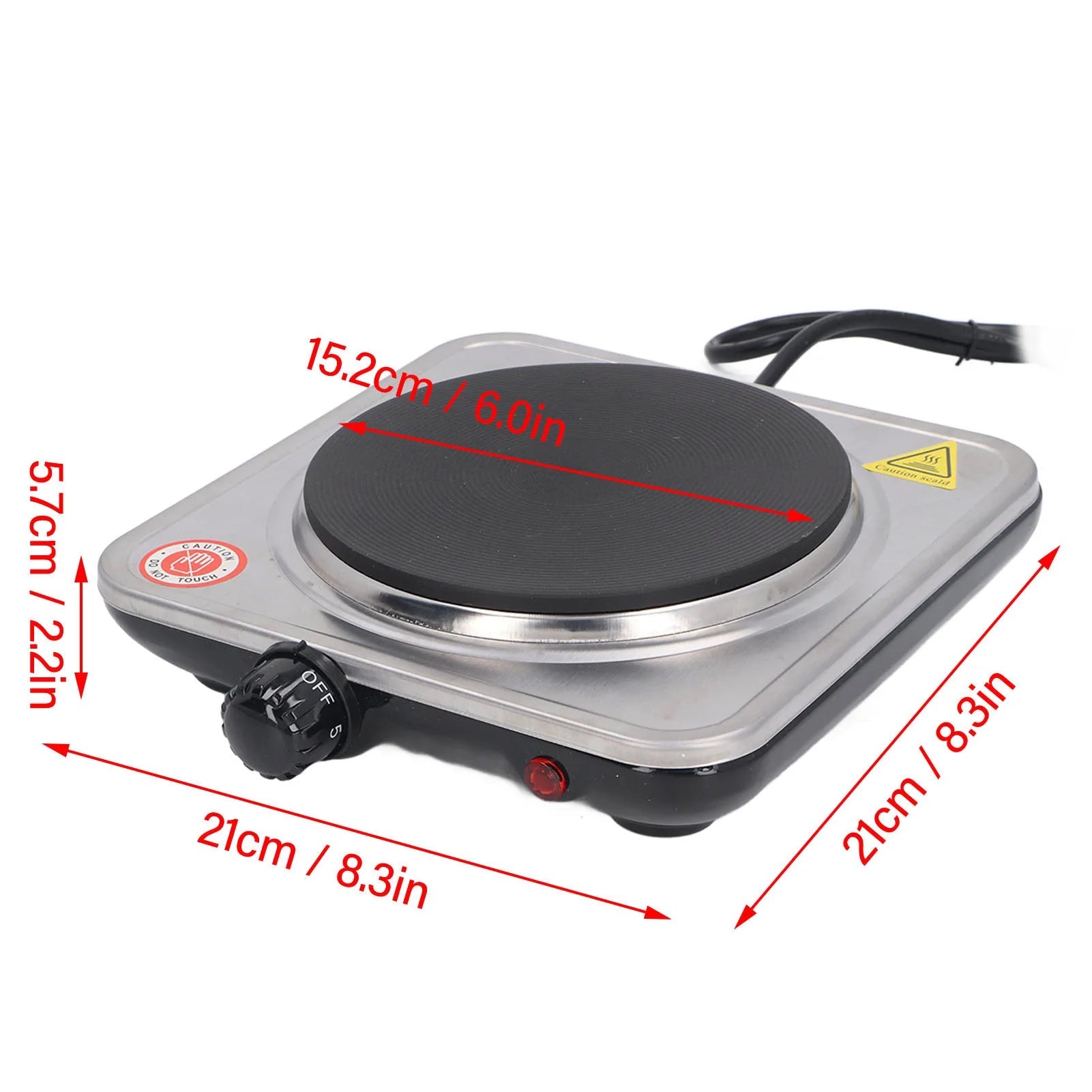 1000W Electric Stove Countertop Single Burner 5 Level Temperature Control Hot Plate for Cooking Stainless Steel Base 220V EU Techelectronicx