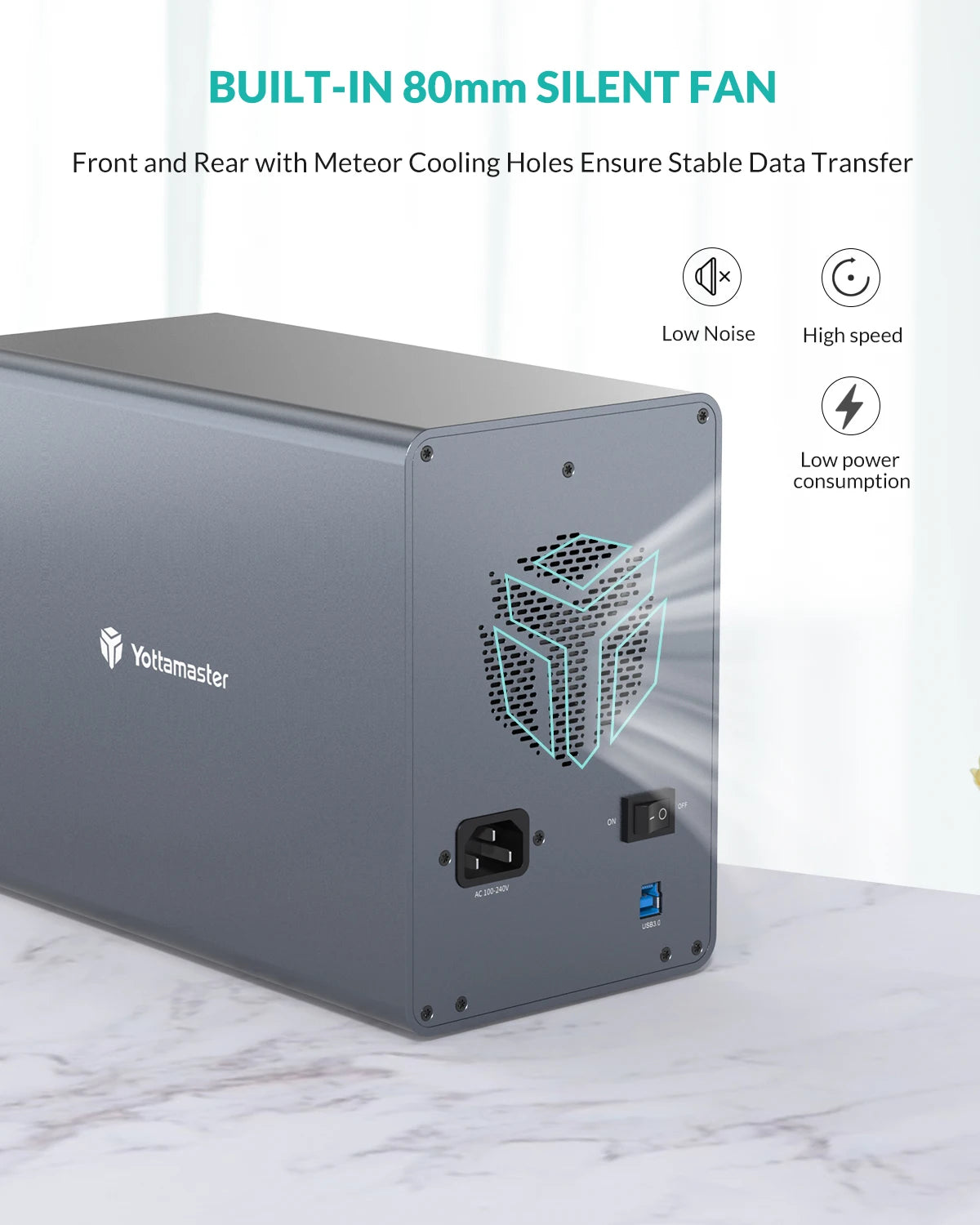 [FS5C3] Yottamaster 10Gbps 5-slot USB C HDD Enclosure Daisy-chained Type C External HDD Enclosure Support 2.5"/3.5" SATA HDD SSD TechElect