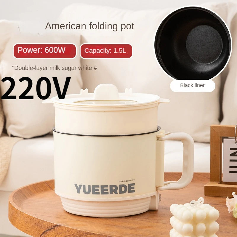 110V 220V Electric Folding Pot Portable Non-stick Electric Cooking Pot Home Hot Pot Multi Cooker Household Rice Cooker 1.5L Techelectronicx