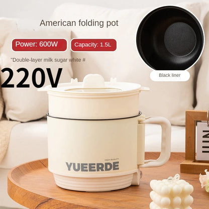 110V 220V Electric Folding Pot Portable Non-stick Electric Cooking Pot Home Hot Pot Multi Cooker Household Rice Cooker 1.5L Techelectronicx