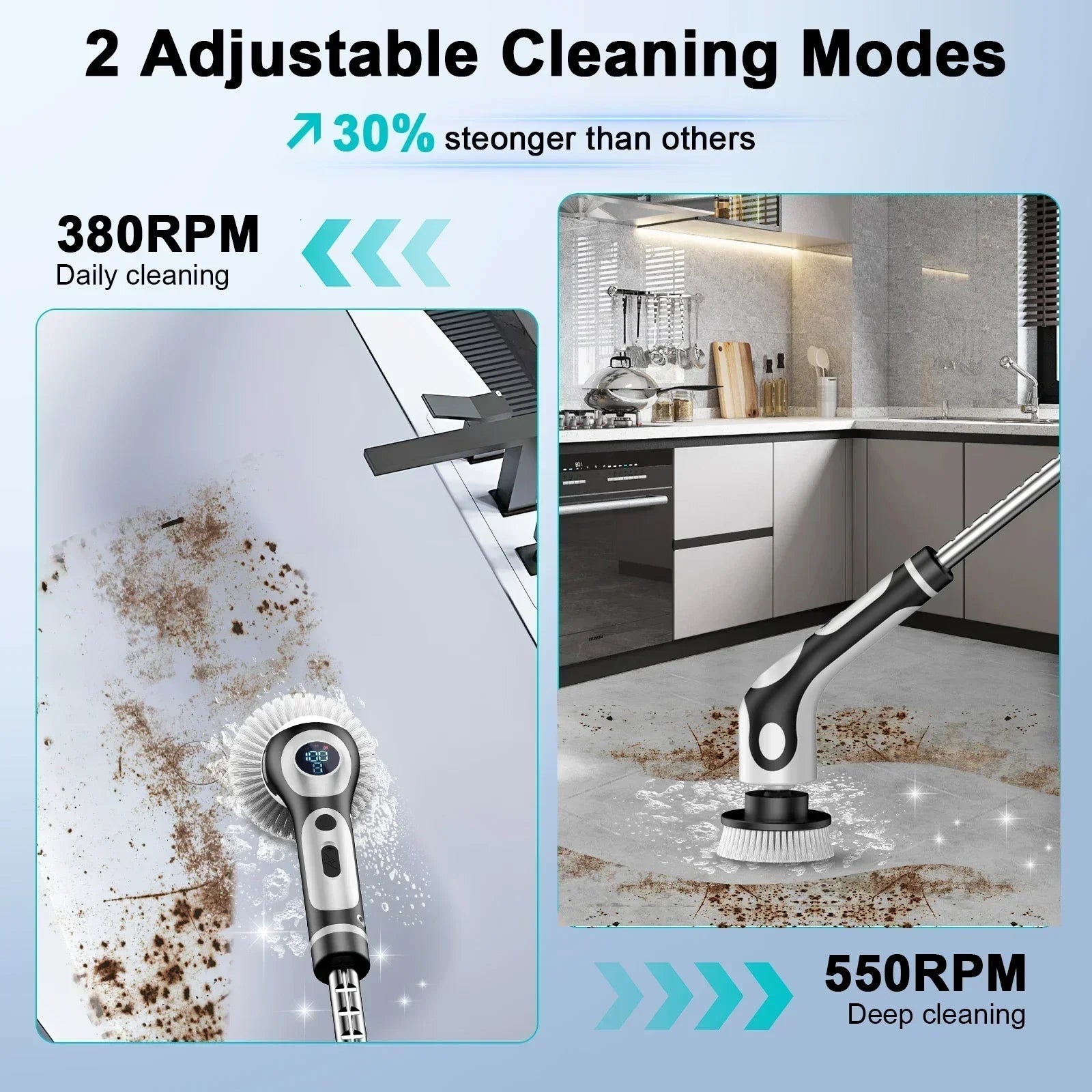 11 in 1 Electric Spin Scrubber Cordless Cleaning Brush with 9 Replaceable Brush Heads for Bathroom Shower Bathtub Glass Car Techelectronicx