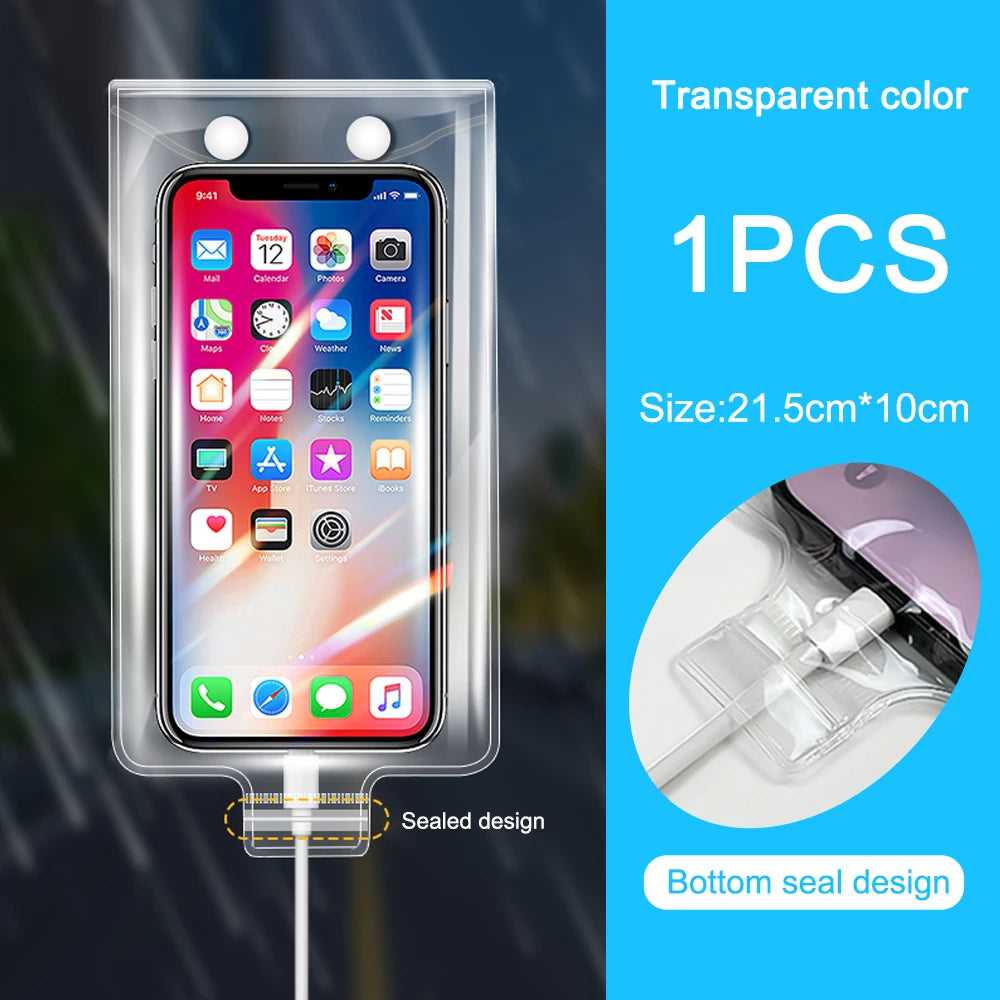 1/3/5Pcs Waterproof Phone Cover Transparent Case for Rider Motocycle Rainproof Phone Pouch Dry Bag Touchable Screen for Charging TechElect