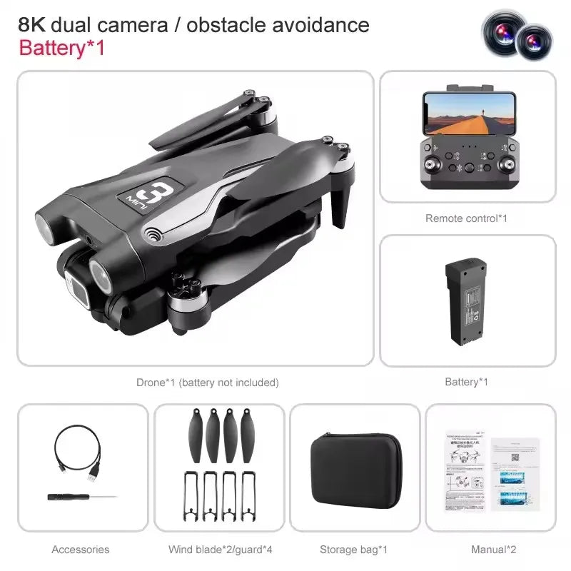Z908 Pro Max Drone - 8K HD Dual Camera, Brushless, Obstacle Avoidance, 9000M Range, Foldable Quadcopter TechElect