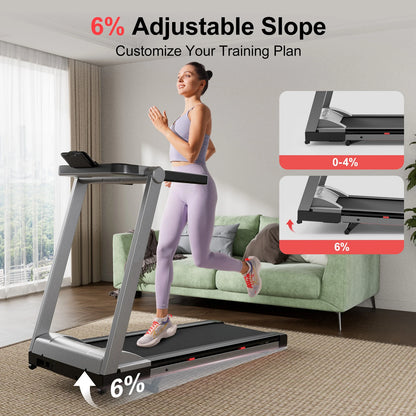 3.5HP Foldable Incline Home Treadmill Walking Pad with Handle Bar Holder 350LBS Capacity Touch Screen Smart App Data Monitoring TechElect
