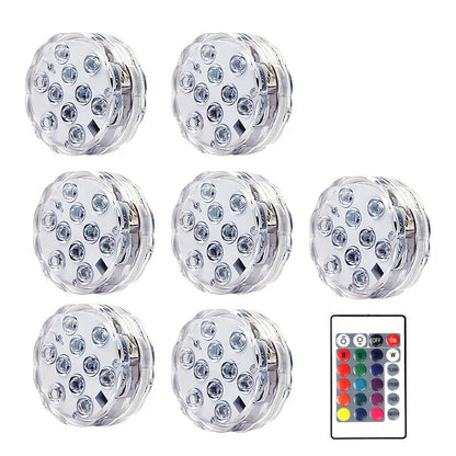 10leds RGB Led Submersible Light Underwater Night Lamp Battery Operated Garden Swimming Pool Light for Wedding Party Vase Bowl Techelectronicx