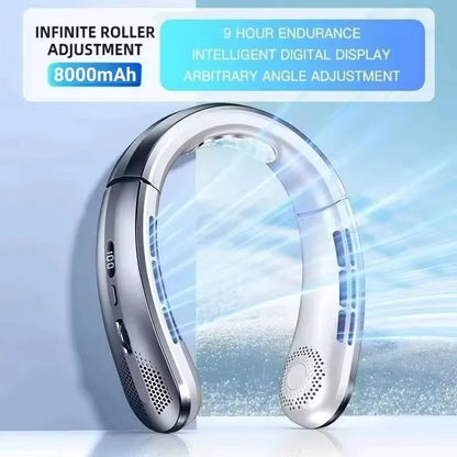 Xiaomi 8000mAh Hanging Neck Fan USB Portable Bladeless Mini Rechargeable Mute LED Digital Display Electric Fans Air Cooler Hot Techelectronicx