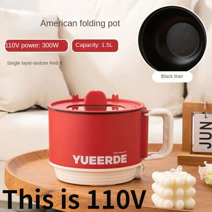 110V 220V Electric Folding Pot Portable Non-stick Electric Cooking Pot Home Hot Pot Multi Cooker Household Rice Cooker 1.5L Techelectronicx