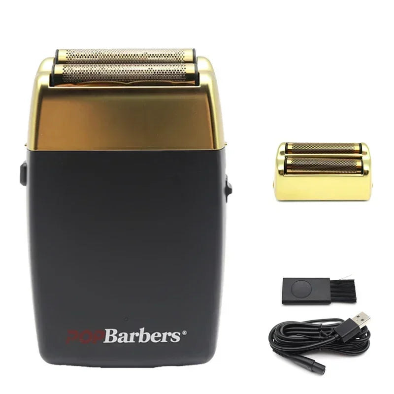 11000 RPM POP Barbers P620 Professional Electric Men's Beard Trimmer Double Foil Shaver Electric Shaver USB Hair Cutting Machine Techelectronicx