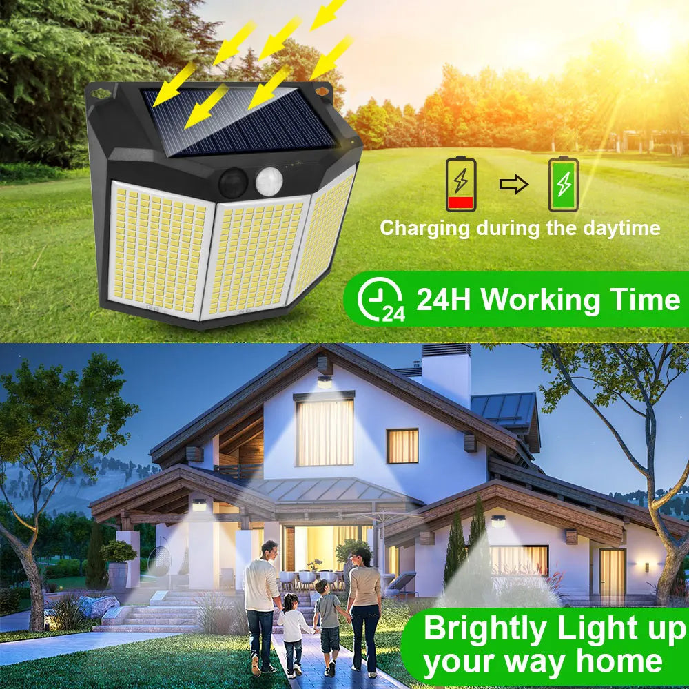 1/2PCS Solar Street Light 432 LED Reflector 3 Lighting Modes Waterproof Solar Powered Motion Sensor Wall Lamp for Garden Patio Techelectronicx