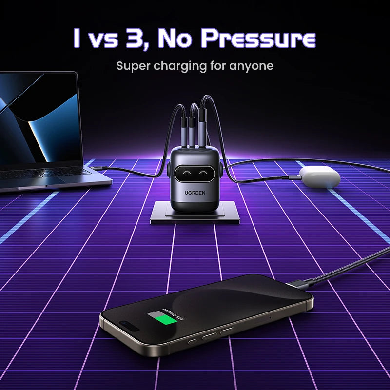 【US Plug】UGREEN 65W 30W GaN Charger Robot Design QC4.0 3.0 PPS for iPhone 16 15 14 Pro Macbook Laptops Tablet PD3.0 Fast Charger Techelectronicx