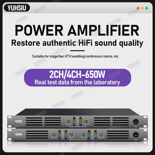 YUHSIU Professional AMP Digital 1U Class D Hifi High Power Amplifier 800W 2/4 Channels For KTV Disco Stage Karaoke Audio Speaker Techelectronicx