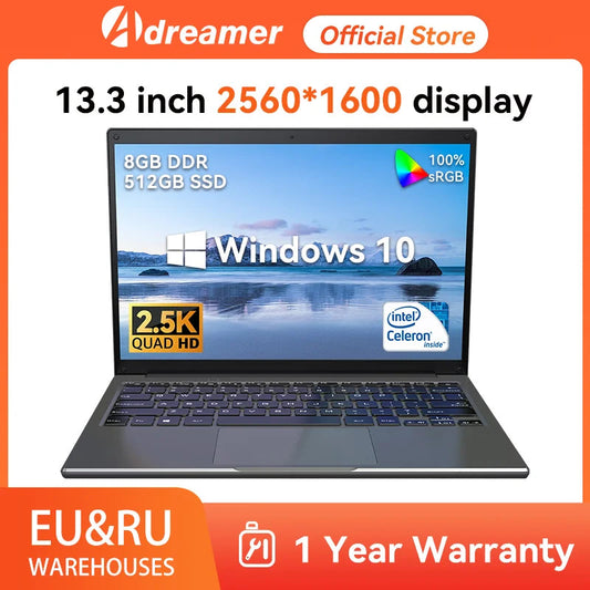 (Clearance)13.3 Inch Cheap Laptop With Intel CPU 2.5K FHD IPS 2.5K FHD Display Notebook Adreamer Laptop On Sale Techelectronicx