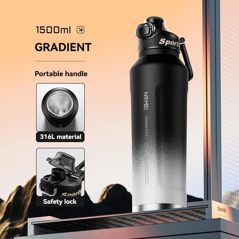 1.5L Insulated Water Bottle Stainless Steel Cold Hot Insulated Cup Vacuum Thermos Bottle Double Wall Flasks Techelectronicx