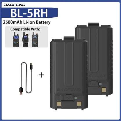100% Original Baofeng UV-5RH Pro Max Battery GM-5RH Li-ion Battery USB-C Charger BF-K5 Plus UV-5GPlus Walklie Talkie Rechargable Techelectronicx