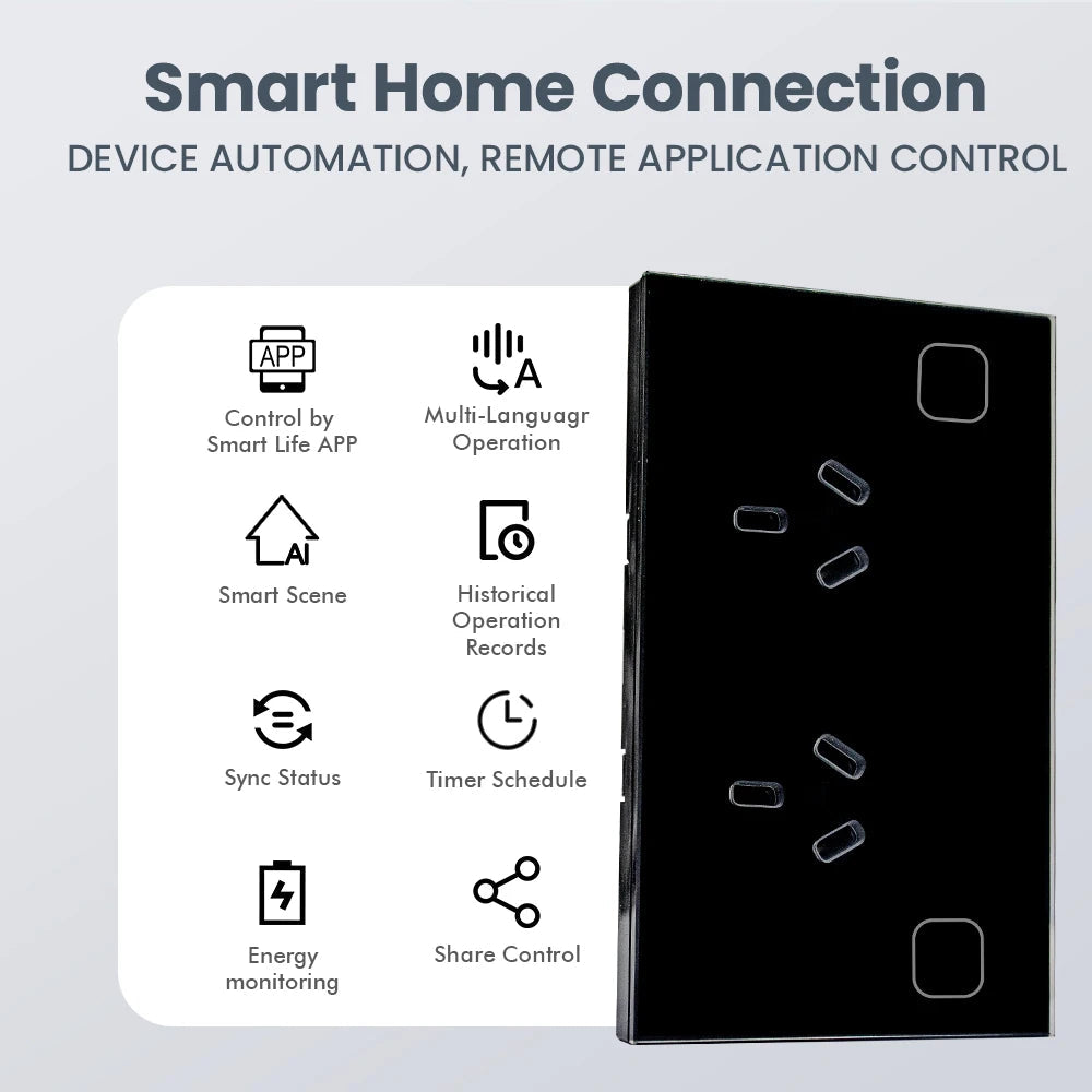 ZigBee Tuya Smart Wall Socket AU NZ ARG Electrical Plug Outlet Power Touch Switch Wireless Remote Contorl By Alexa Google Home Techelectronicx