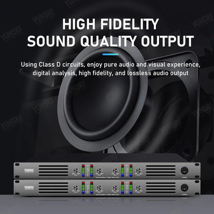 YUHSIU Professional AMP Digital 1U Class D Hifi High Power Amplifier 800W 2/4 Channels For KTV Disco Stage Karaoke Audio Speaker Techelectronicx