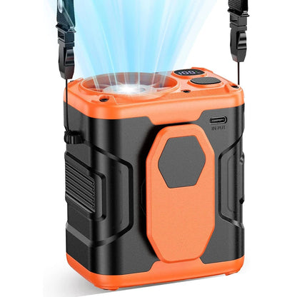 10000mAh Portable Waist Fan with Power Bank LED Lighting Hanging Neck Fan 5 Speed Strong Airflow Cooling Fan for Outdoor Working Techelectronicx