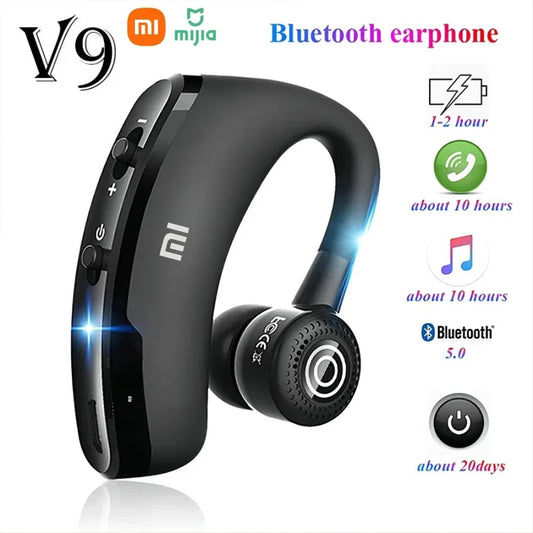 XIAOMI V9 Bluetooth Single Ear Sports Hanging Earphones with Microphone HD Music Business Touch Control Earphones Techelectronicx