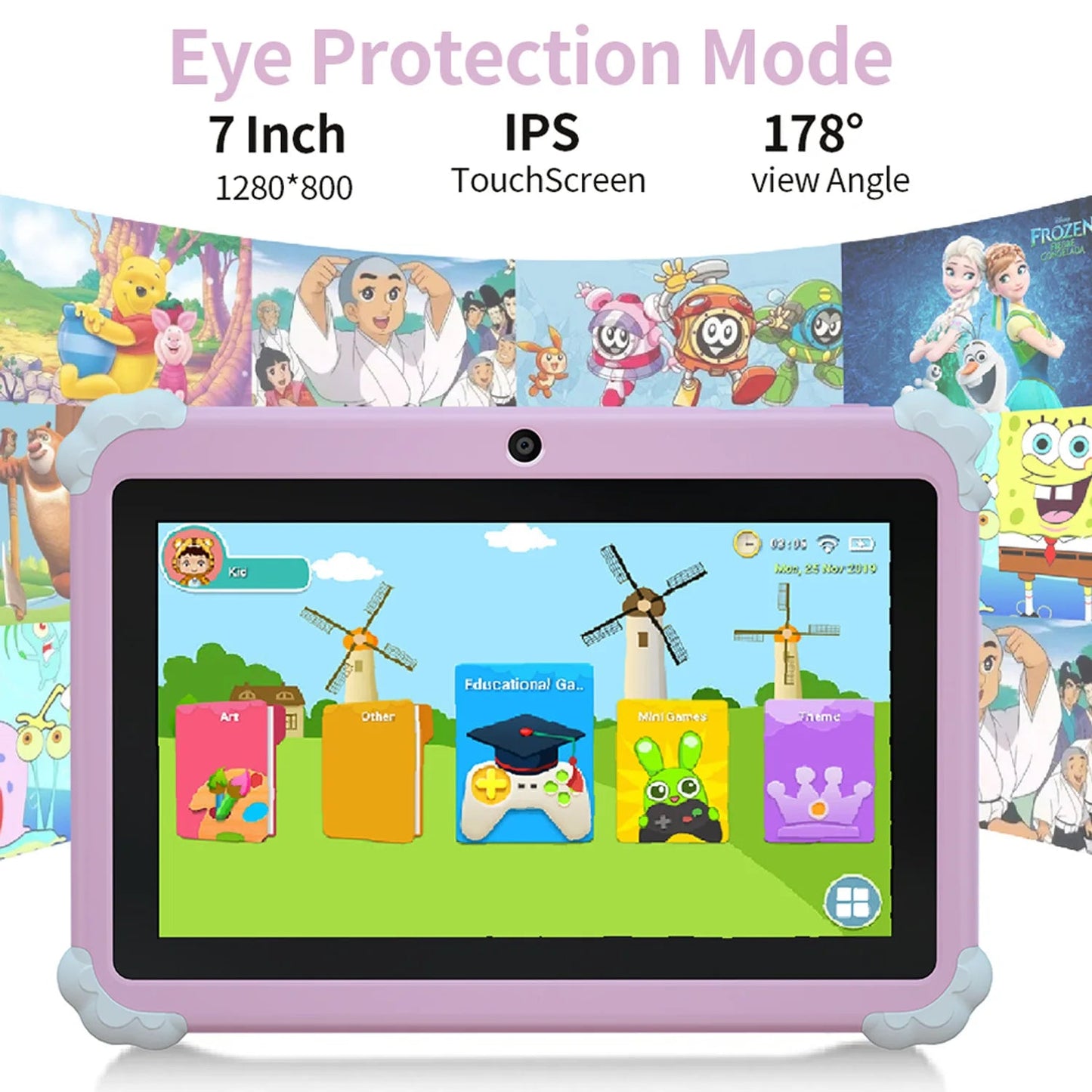 2025 New 7 Inch Cartoon Pattern Kids' tablet Quad Core 4GB+64GB ROM Android 13 Learning Education Games Tablets Children's Gifts Techelectronicx