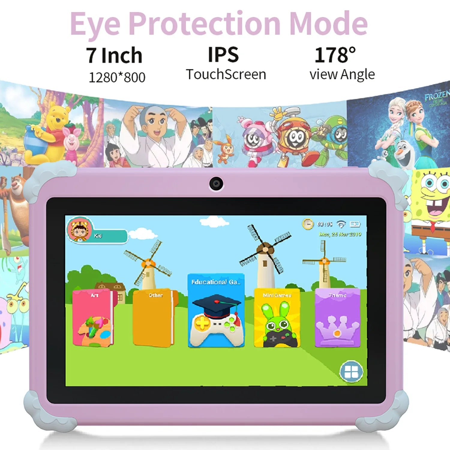 2025 New 7 Inch Cartoon Pattern Kids' tablet Quad Core 4GB+64GB ROM Android 13 Learning Education Games Tablets Children's Gifts Techelectronicx