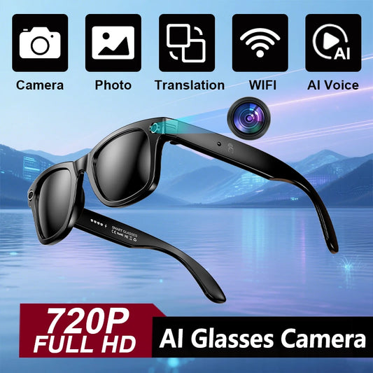 AI Smart Glasses with HD Camera for Photos Videos Hands-Free Vlog Recording Camera Glasses Audio for Driving Outdoor Sunglasses TechElect
