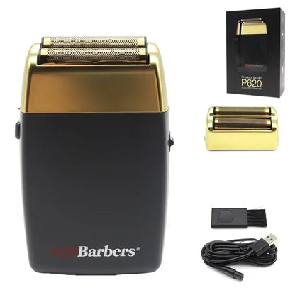 11000 RPM POP Barbers P620 Professional Electric Men's Beard Trimmer Double Foil Shaver Electric Shaver USB Hair Cutting Machine Techelectronicx