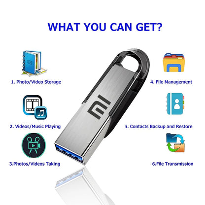 Xiaomi USB 3.2 Flash Drives 2TB Metal Pen Drive 1TB 512GB High Speed USB Drive 128GB For Computer Storage Devices Memoria U Disk Techelectronicx