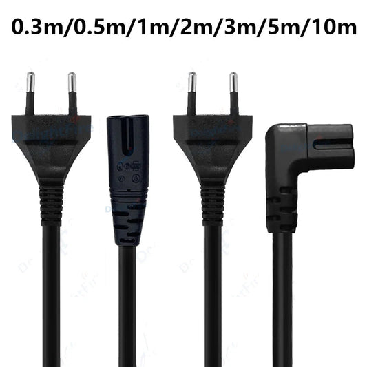 0.3-10m EU Extension Cord C7 Power Cable Figure 8 Euro Plug AC Cable For Samsung LG Sony TV Samsung Monitor Power Supply PS2 3 Techelectronicx