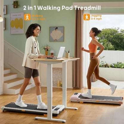 Under Desk Treadmill 2 in 1 Walking and Jogging Pad Portable with Remote Control and App 2.5HP Compact for Home Office TechElect