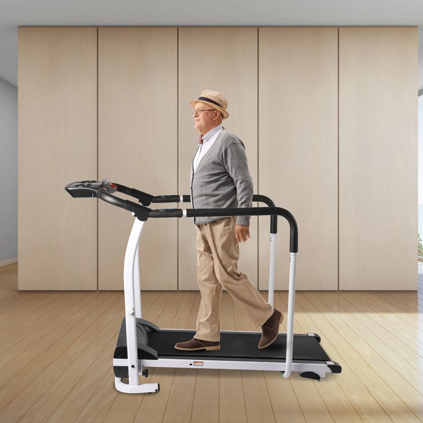 Home Treadmill – 0HP Motor, 0.3-7 MPH Speed, Adjustable Slopes, Anti-Slip Running Belt, 220lbs Capacity for Home Use TechElect