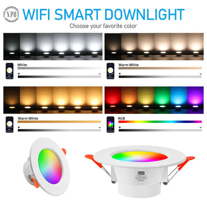 1-10PCS LED Downlight Bluetooth TUYA 110/220V Dimmable Spot Light Recessed Round Light Spot Bluetooth Lamp For Alexa Google Home Techelectronicx