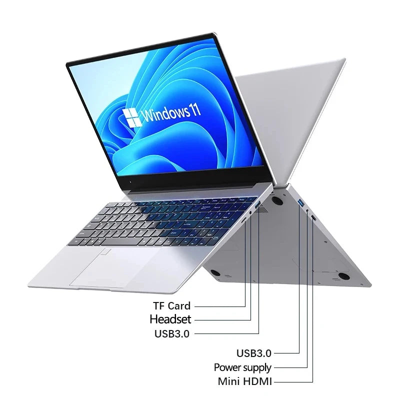 Laptop 15.6 Inch Intel N4000 6G RAM 2TB SSD DDR4 Windows 11 2.6 GHz Fingerprint Unlock HD Camera Portability Gaming Computer Techelectronicx