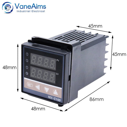 REX C100 Digital PID Temperature Controller REX-C100 thermostat 0-400℃  K Type Input 40DA SSR Relay 0-40A Heatsink VaneAims Techelectronicx