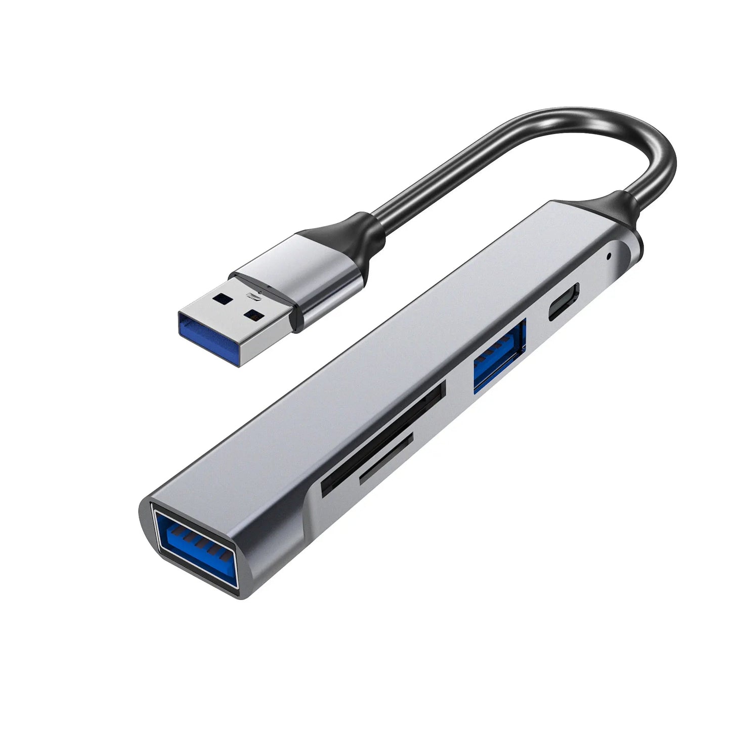 [5-in-1 USB Hub] 5-in-1 Hub with USB Converter | Supports OTG + Phone, Computer, Laptop, USB Flash Drive, SD Card Data Transfer Techelectronicx