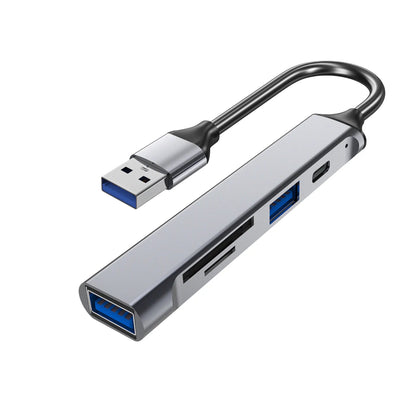 [5-in-1 USB Hub] 5-in-1 Hub with USB Converter | Supports OTG + Phone, Computer, Laptop, USB Flash Drive, SD Card Data Transfer Techelectronicx