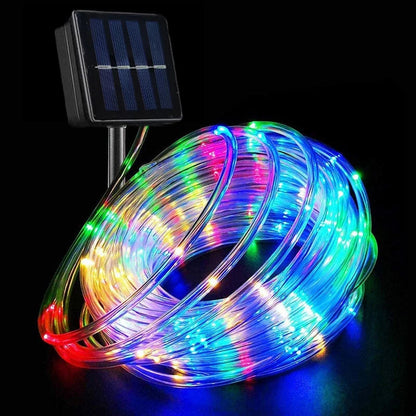 100/50/20Leds Solar Hose Rope String Lights Flexible Tube Fairy Led Lights Outdoor Villa Garden Christmas Halloween Home Decor Techelectronicx
