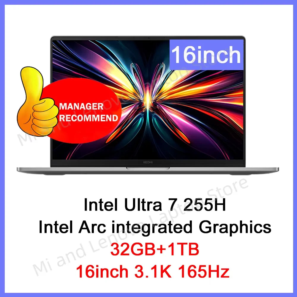【World Premiere】REDMI Book Pro 16 2025 Ultra5-225H/Ultra7-255H 32GB+1TB 2.5K/3.1K 120Hz/165Hz  Grey Techelectronicx