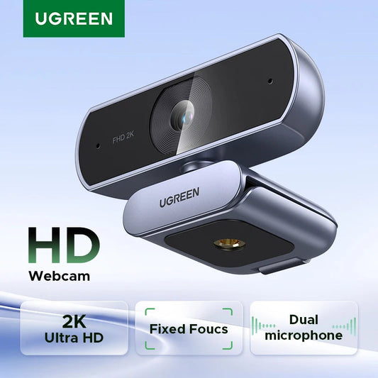 【RU】 UGREEN 2K Web cam with Microphone, Full HD 2K, Auto Light Correction, Video Webcam for Streaming Techtronicx