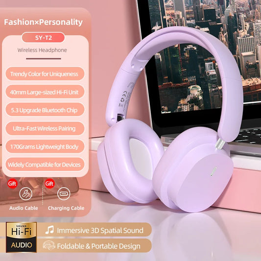 Head Mounted Wireless Earphones Foldable Bluetooth Earphones Built Microphone Earphones Audio Noise Cancelling Earphones - TechElect