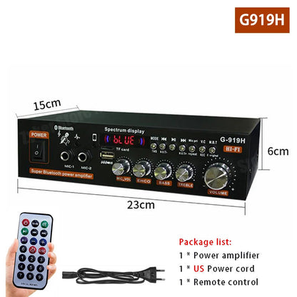 1000W G-919H Home Power Amplifier HIFI Bluetooth 5.0 Audio AMP Audio Amplificador Subwoofer Speakers 220V/110V FM USB Amplifiers Techelectronicx